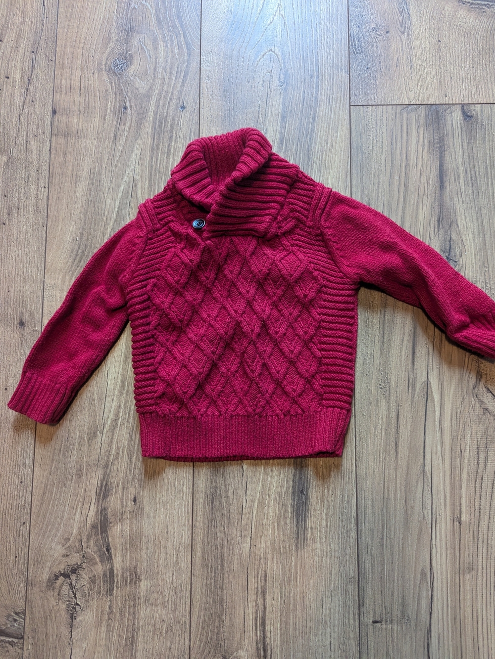 Cat & Jack 2T Red Cable-Knit Shawl Collar Sweater